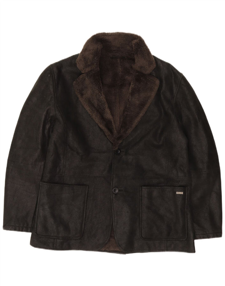 Jachetă pentru bărbați Pierre Cardin cu 2 nasturi Sherpa Blazer UK 40 Large Black