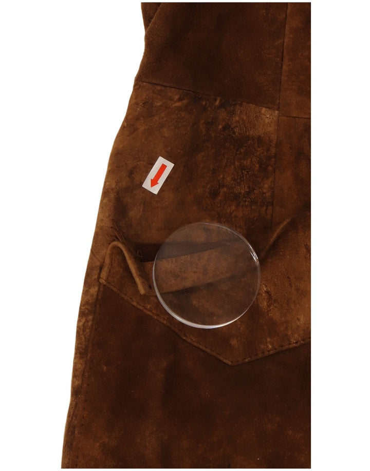 Pardesiu vintage pentru femei de piele intoarsa UK 10 mic maro