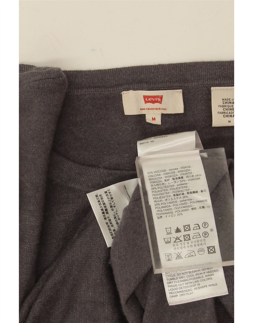 LEVI'S Womens Crop Boat Neck Jumper Sweater UK 14 Medium Grey Viscose Vintage Levi's and Second-Hand Levi's from Messina Hembry 