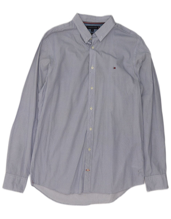 Tommy Hilfiger Mens Slim Fit Shirt Medium Blue Spotted Cotton