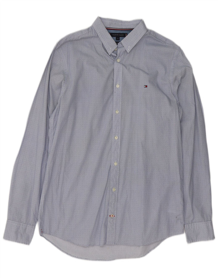 Cămașă pentru bărbați Tommy Hilfiger Slim Fit, bumbac cu pete albastru mediu