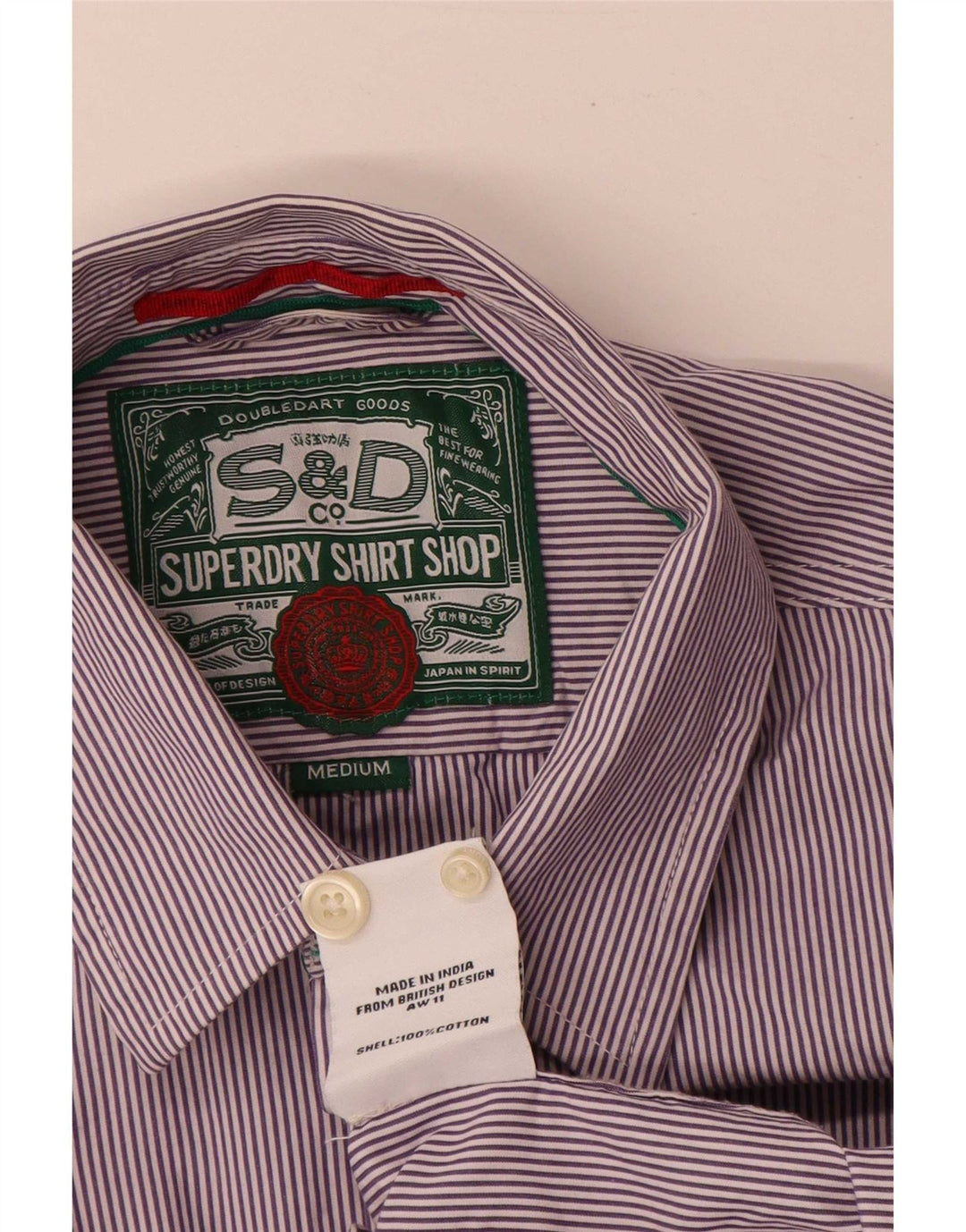 Cămașă Superdry pentru bărbați, cu tăiere obișnuită, purpuriu mediu, bumbac cu dungi