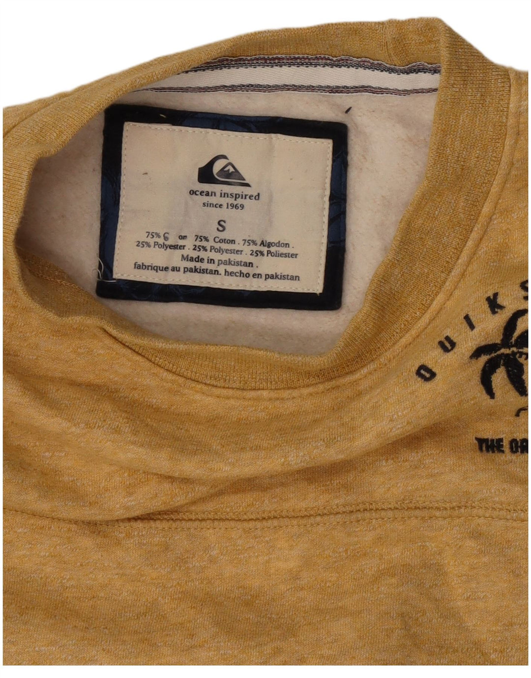 Pulover Quiksilver pentru bărbați, bumbac galben mic