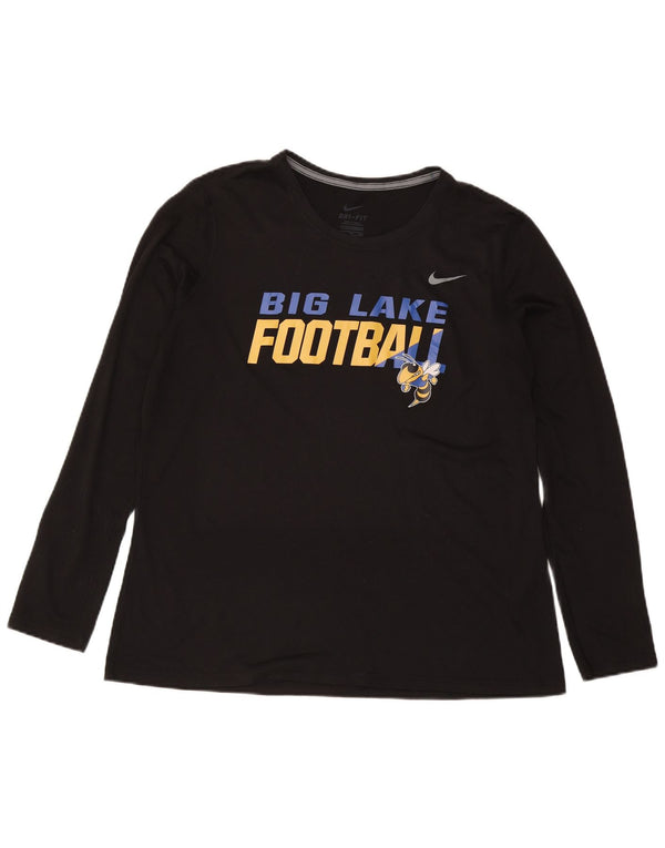 Top grafic Nike Dri Fit pentru femei cu mânecă lungă UK 20 2XL Poliester negru