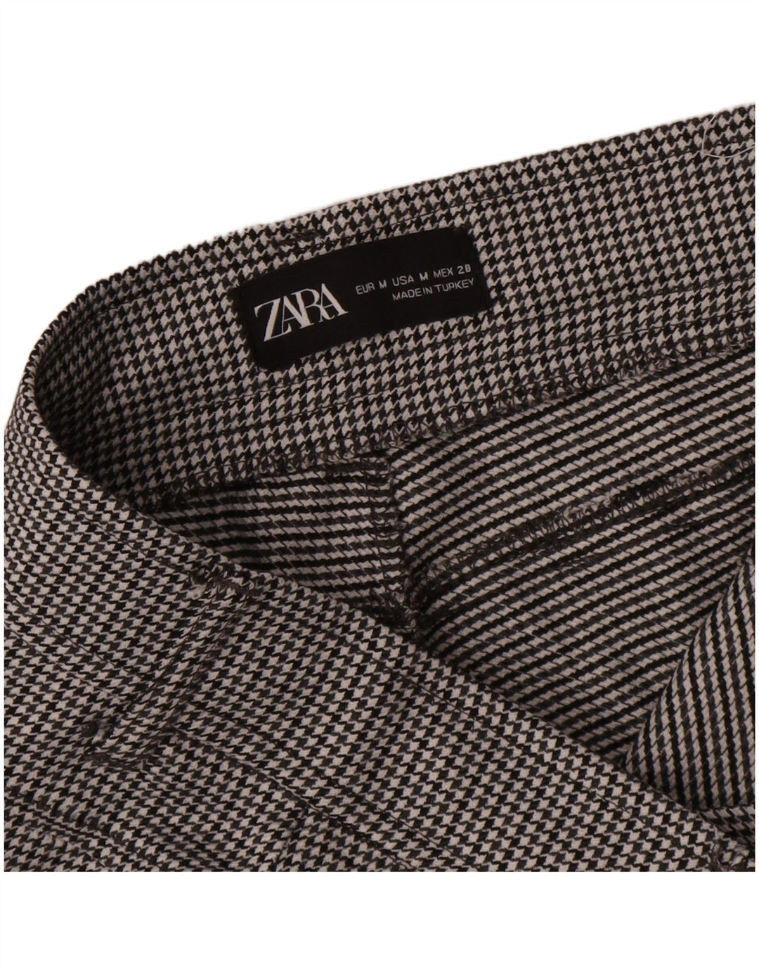 Pantaloni casual slim pentru femei Zara Mediu L28 L27 Black Houndstooth
