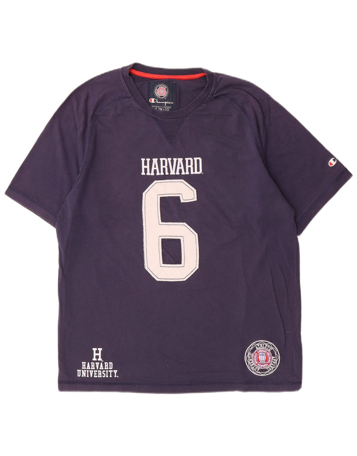 Tricou grafic Harvard pentru bărbați Champion Top Mediu Bleumarin