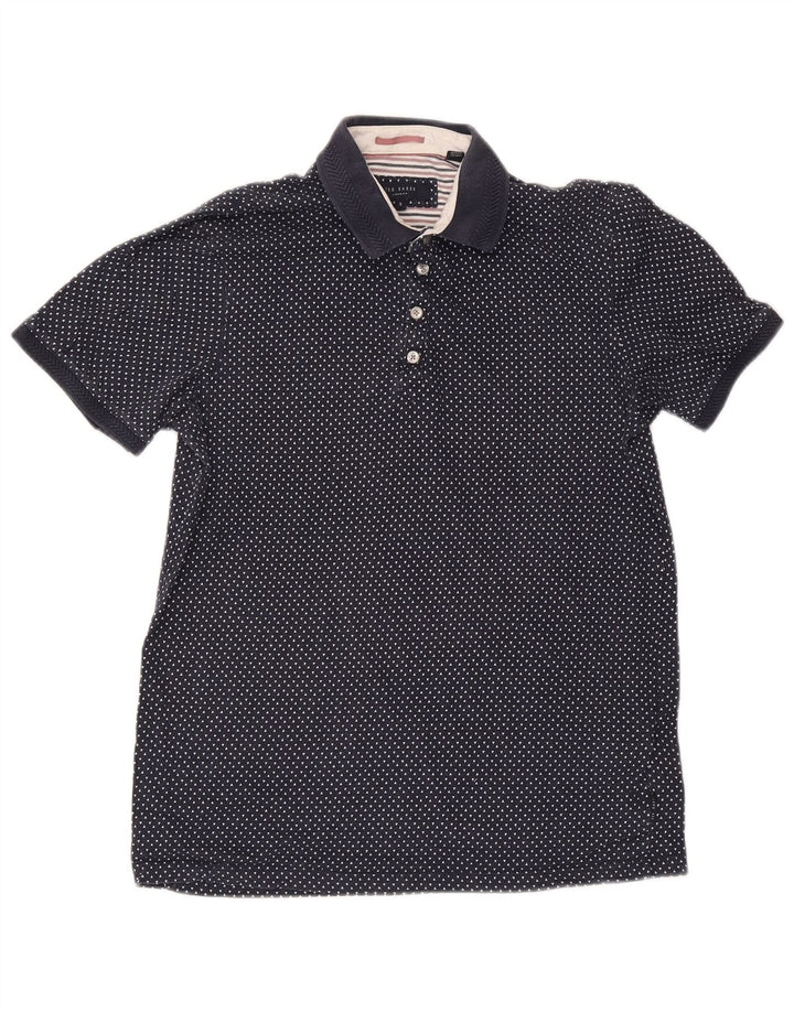 Tricou polo pentru bărbați Ted Baker Mărimea 3, bumbac cu pete, albastru marin mediu