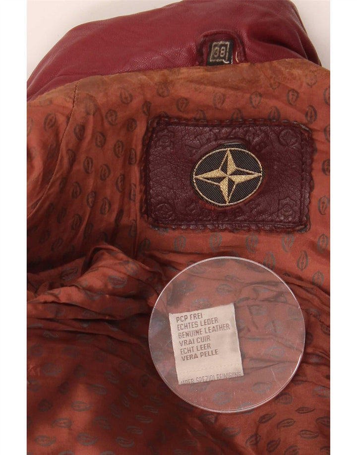 Jachetă de motociclist din piele supradimensionată pentru femei vintage EU 38 Burgundy mediu