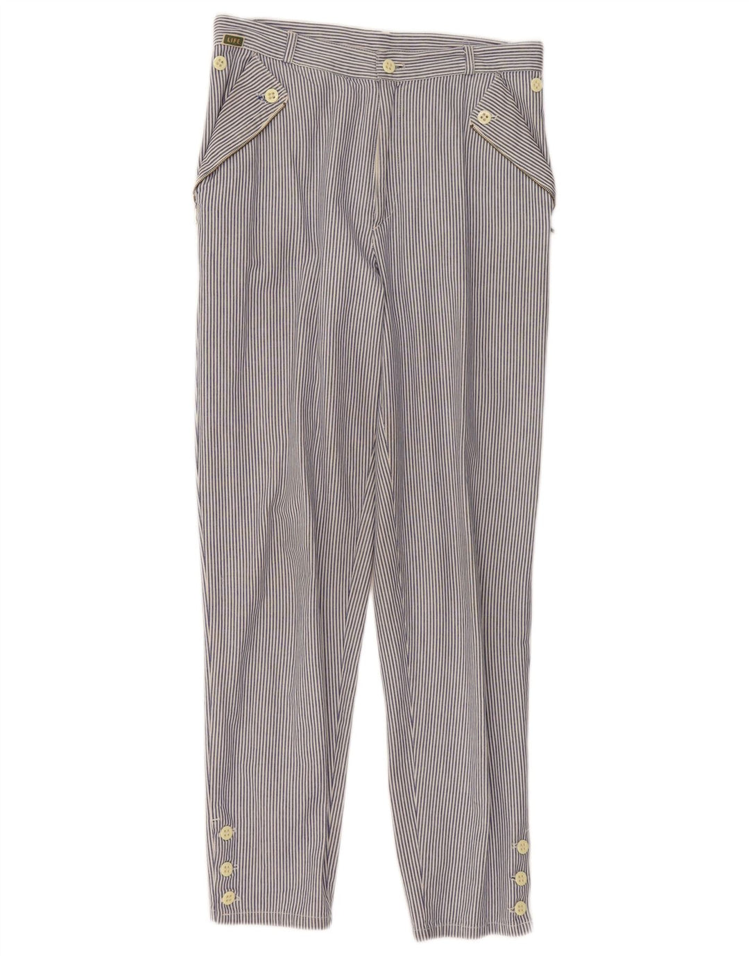 Pantaloni vintage slim casual pentru femei W28 L28 Blue Pinstripe