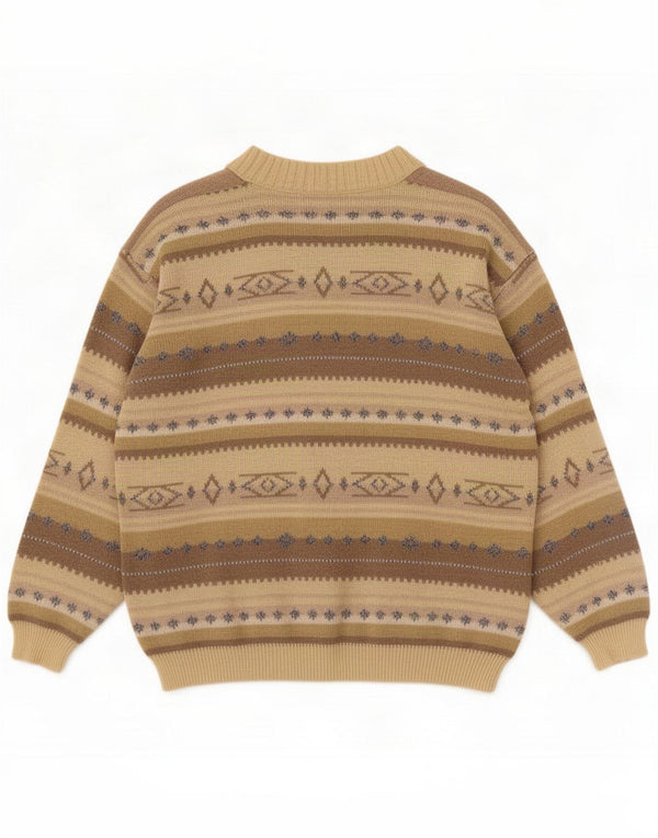 Settebello Pulover pentru bărbați cardigan mare maro geometric