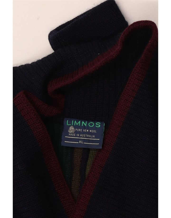 Pulover pentru bărbați Limnos cu gât șal, XL, lână geometrică multicoloră