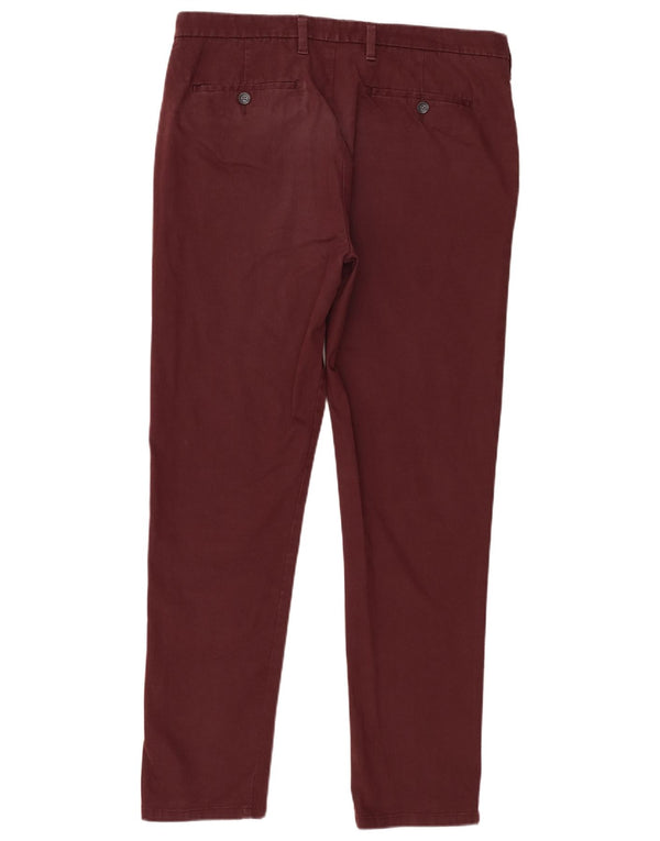Marks & Spencer Mens Skinny Chino Trousers W36 L31 Burgundy Cotton