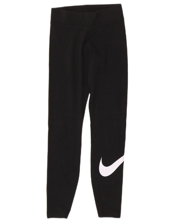 Leggings grafic Nike pentru femei UK 4 XS bumbac negru