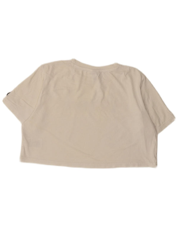 Tricou cu grafic crop pentru femei Ellesse, UK 12, bumbac alb mediu