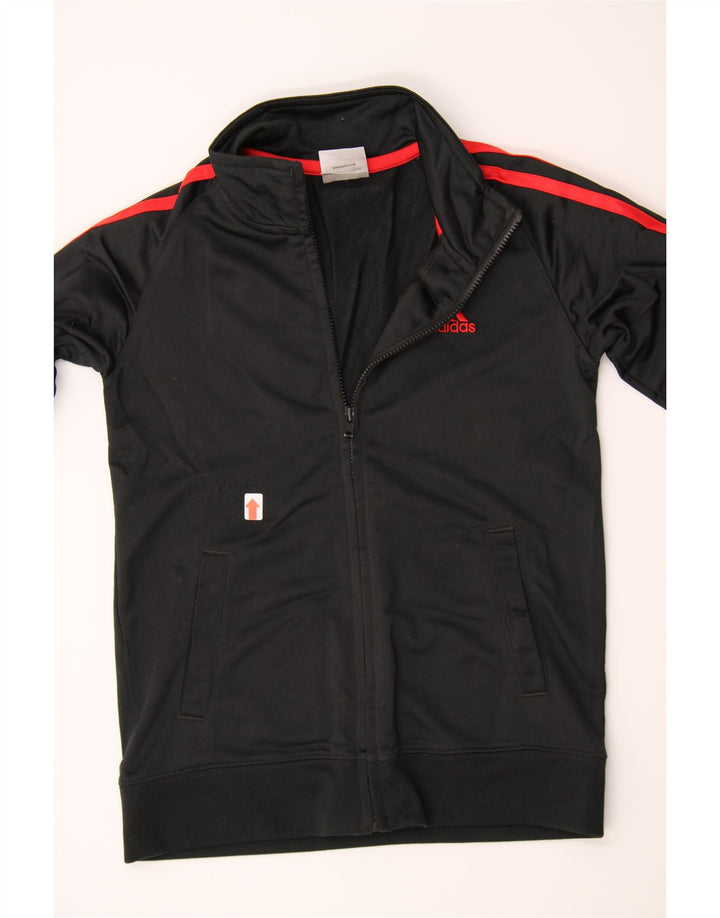 ADIDAS Boys Graphic Tracksuit Top Jacket 6-7 Years Black Polyester Vintage Adidas and Second-Hand Adidas from Messina Hembry 