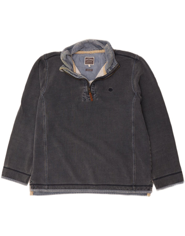 Fat Face Mens Zip Neck Sweatshirt Jumper Large Grey Cotton