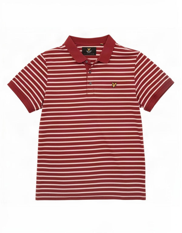 Tricou polo Lyle & Scott pentru bărbați, bumbac cu dungi maro 2XL