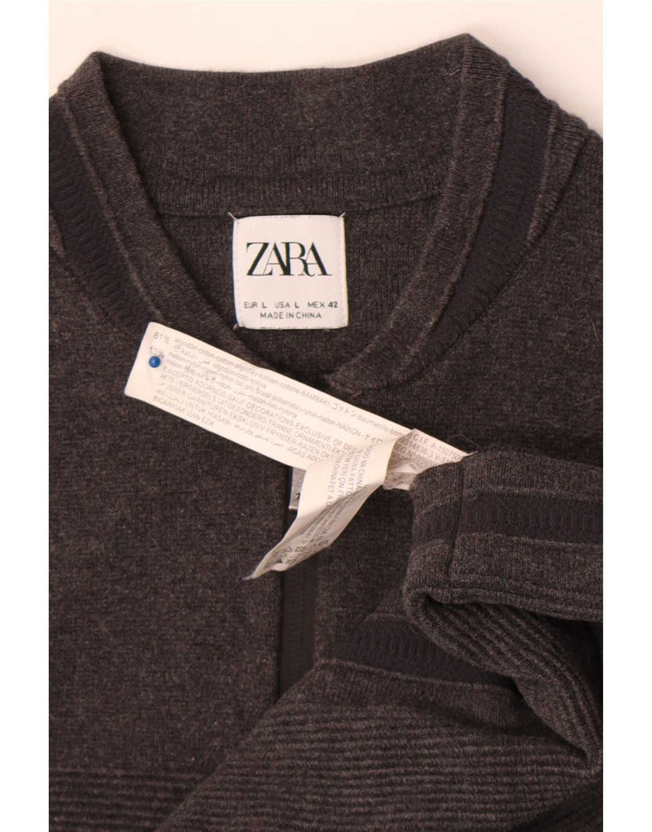 Pulover cardigan pentru bărbați Zara, bumbac cu dungi gri mari