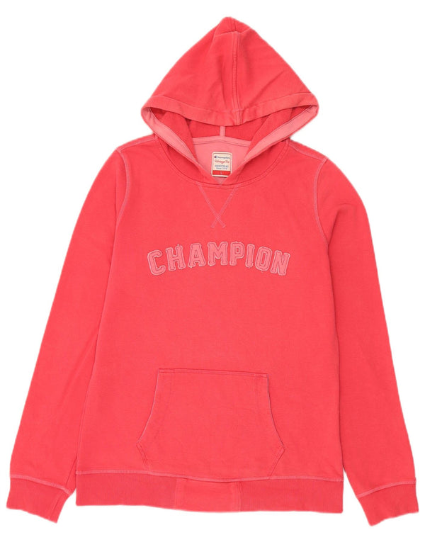 Pulover cu glugă cu grafic Champion pentru femei UK 14, mare, roz, bumbac