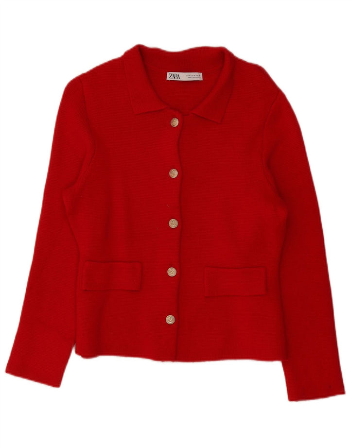 Pulover cardigan pentru femei Zara UK 14 Viscoză roșie medie