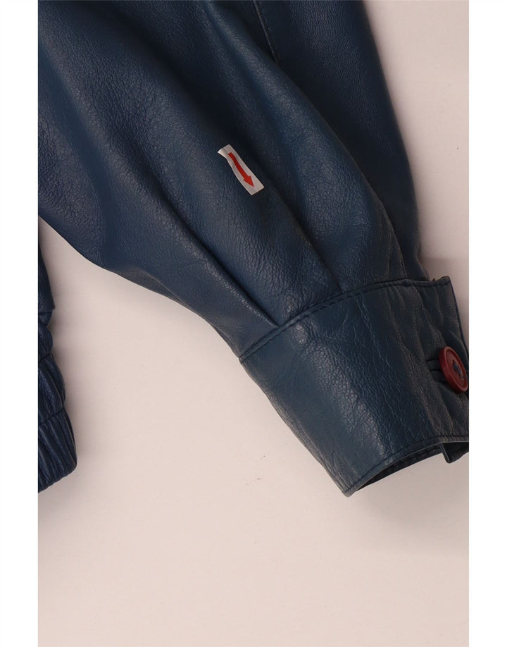 Jachetă militară din piele pentru bărbați VINTAGE IT 52 XL din piele albastră