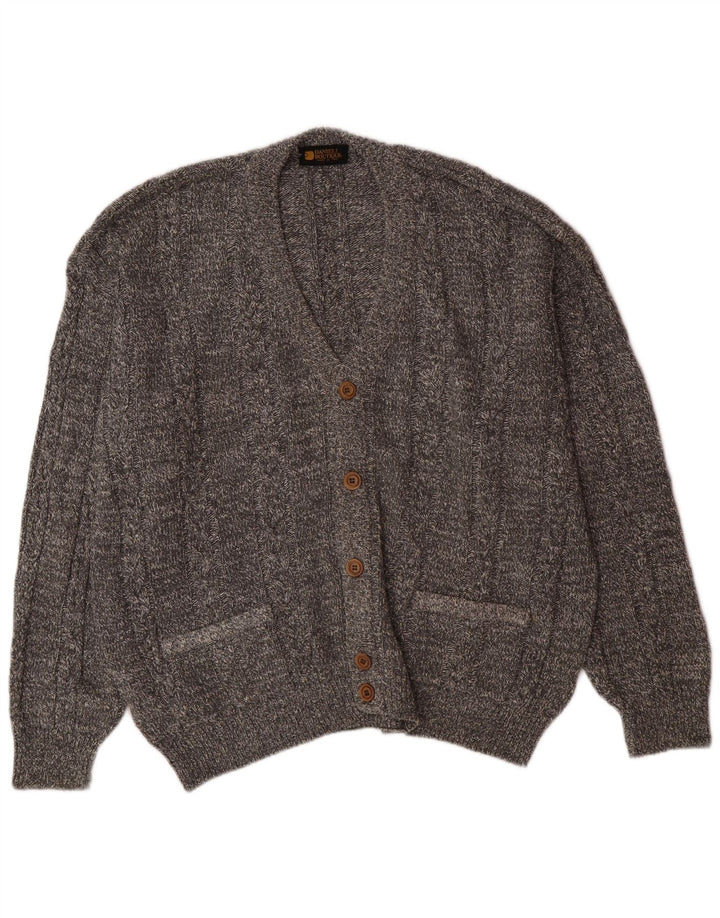 Pulover cardigan vintage pentru bărbați IT 52 mare, gri, bumbac cu pete, clasic