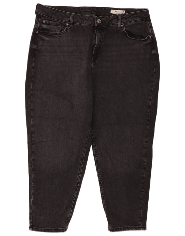 Marks & Spencer Womens Mom Slim Cropped Jeans UK 18 XL W36 L24 Black Cotton
