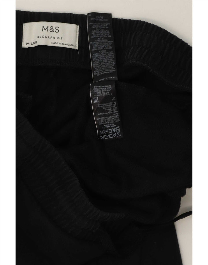Pantaloni de trening pentru bărbați Marks & Spencer, cu croiala normală, bumbac mediu negru