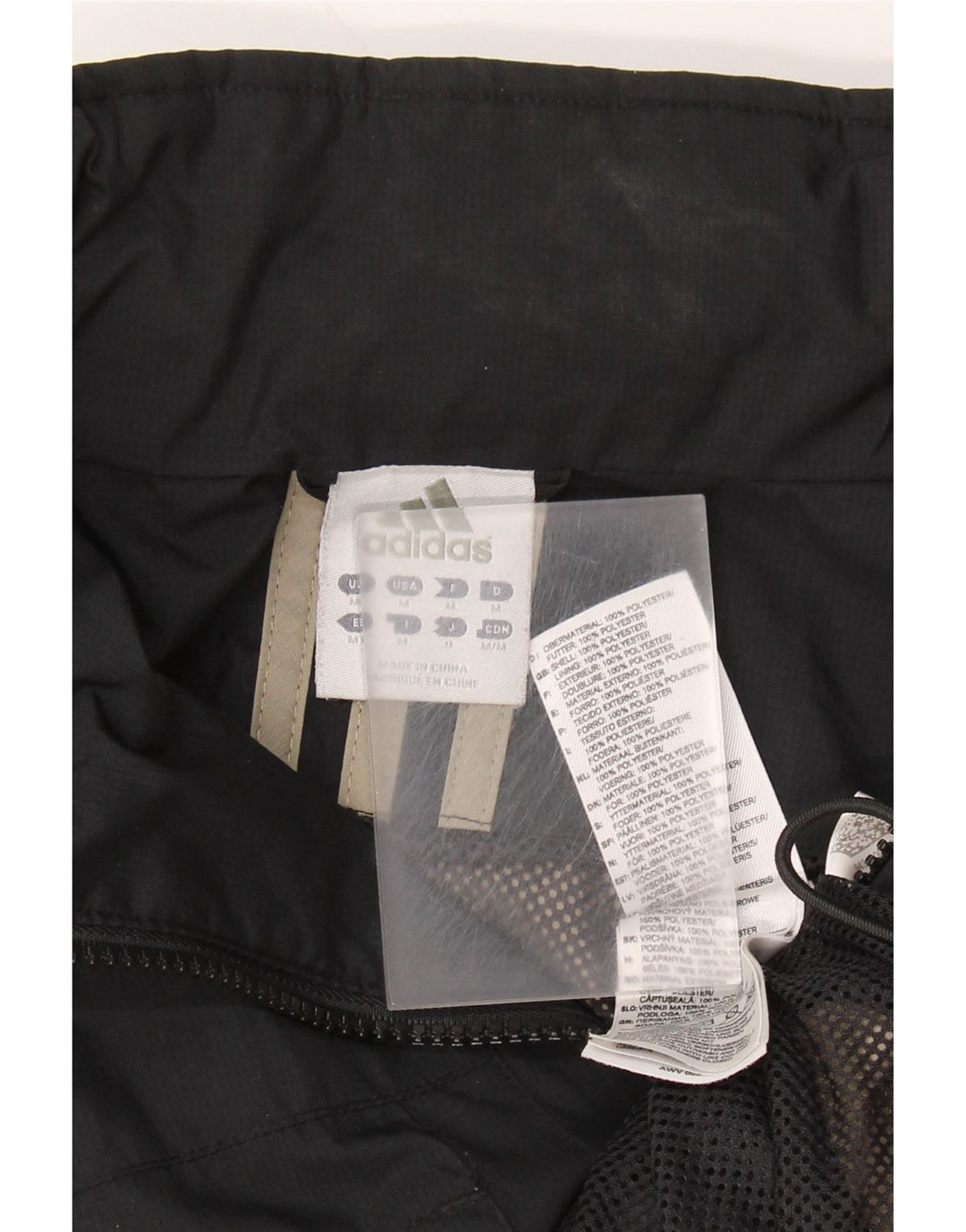 Jachetă de ploaie cu glugă ADIDAS pentru bărbați UK 38 Medium Black Colorblock Poliester