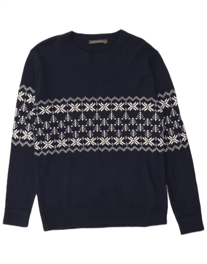 FRENCH CONNECTION Pulover pentru bărbați cu gât crew pulover Mediu Bleumarin Fair Isle