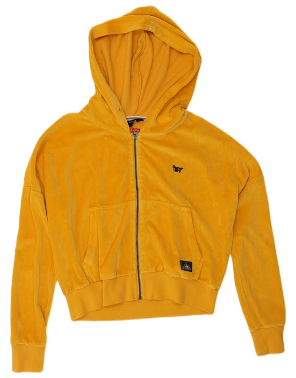 Pulover Superdry Superdry Crop Velour Zip Hoodie pentru femei UK 10 Small Yellow