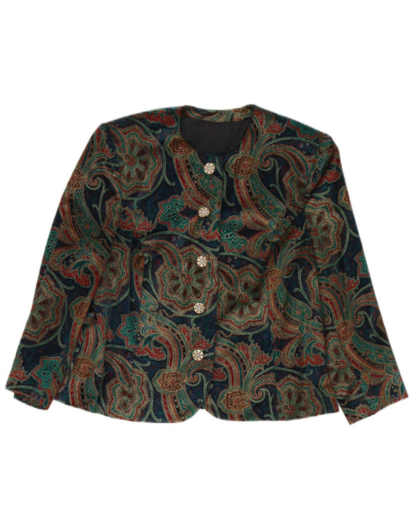 Blazer vintage pentru femei cu mâneci 3/4 UK 14 Medium Multicolor Paisley