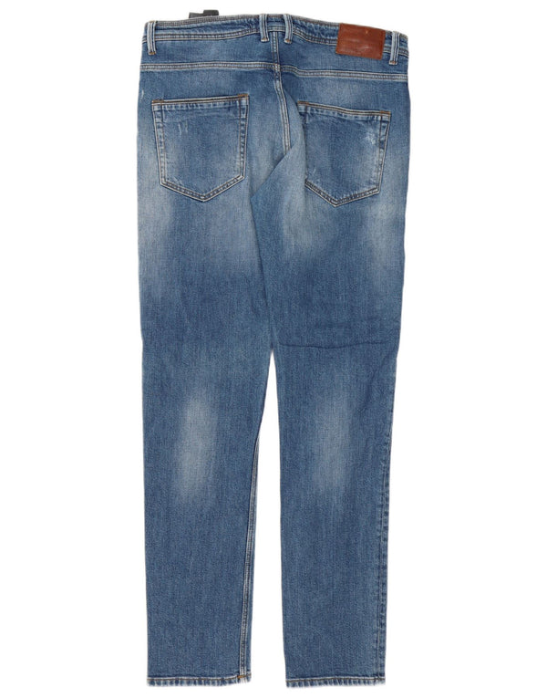 Blugi slim pentru bărbați Zara EU 42 Large W32 L32 Albastru