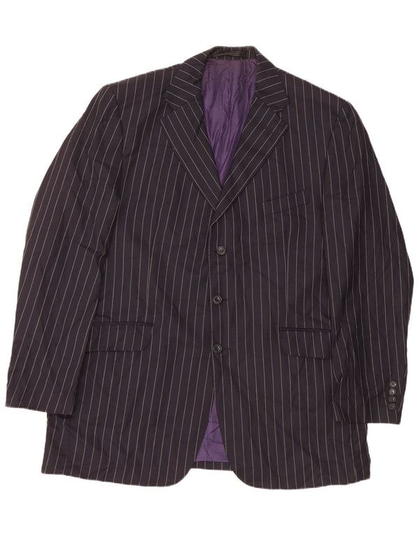 Jachetă pentru bărbați Marks & Spencer, cu 3 nasturi, Marea Britanie 44 2XL, bleumarin, cu dungi