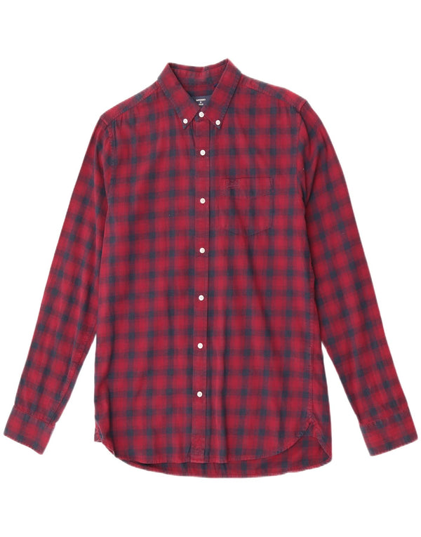 Cămașă de flanel pentru bărbați Superdry, bumbac cu carouri burgundy mediu