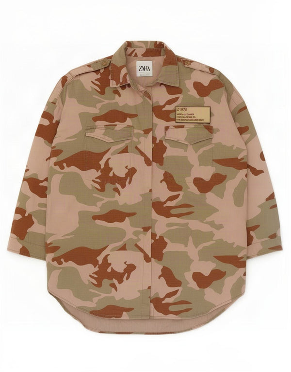 Cămașă militară supradimensionată pentru femei Zara UK 10 Camuflaj multicolor mic