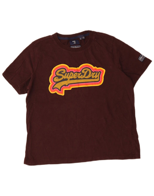Tricou grafic Superdry pentru femei Top UK 16 Large Maroon Cotton