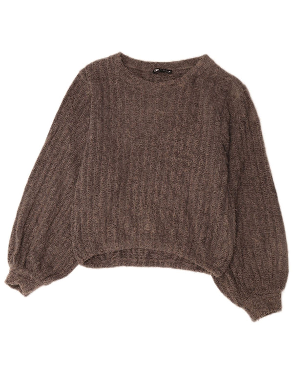 Pulover pentru damă Zara, cu gât de barcă, pulover UK 14 Medium Gri Poliester