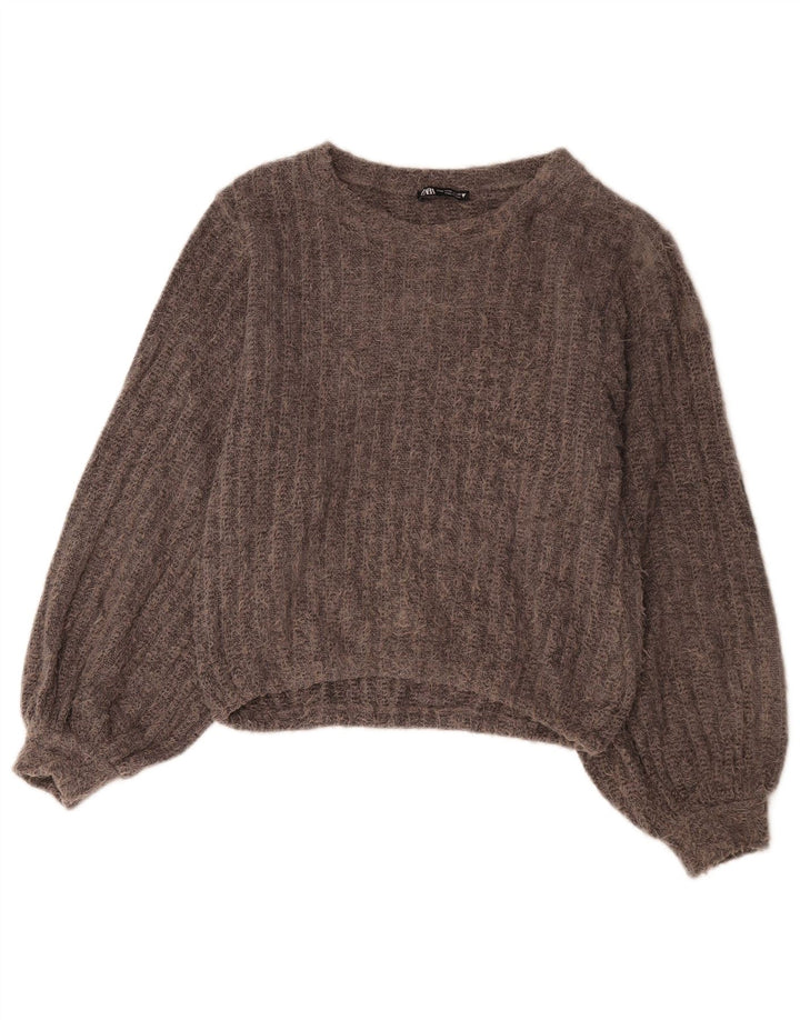 Pulover pentru damă Zara, cu gât de barcă, pulover UK 14 Medium Gri Poliester