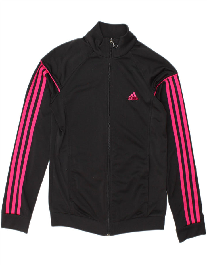 Jachetă de top cu trening grafic Adidas pentru femei UK 8/10 Poliester negru mic