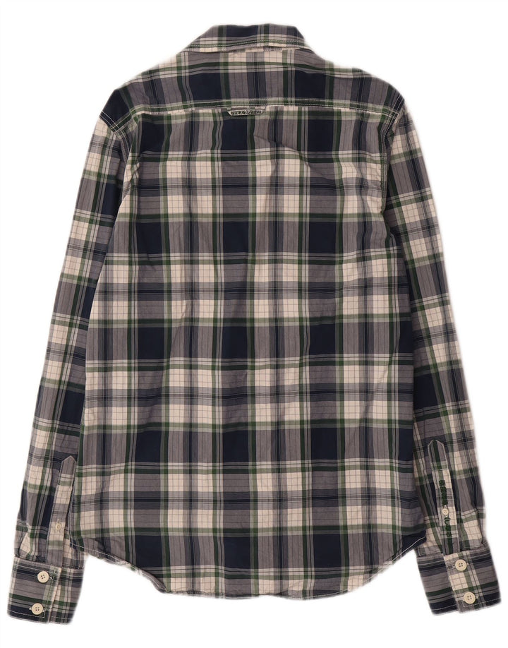 Cămașă pentru bărbați SUPERDRY, mare, din bumbac cu carouri bleumarin