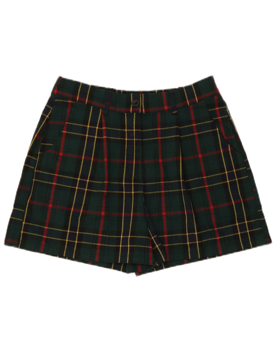 Nice & Chic Pantaloni scurti chino pentru femei, mari W32, poliester cu carouri verzi