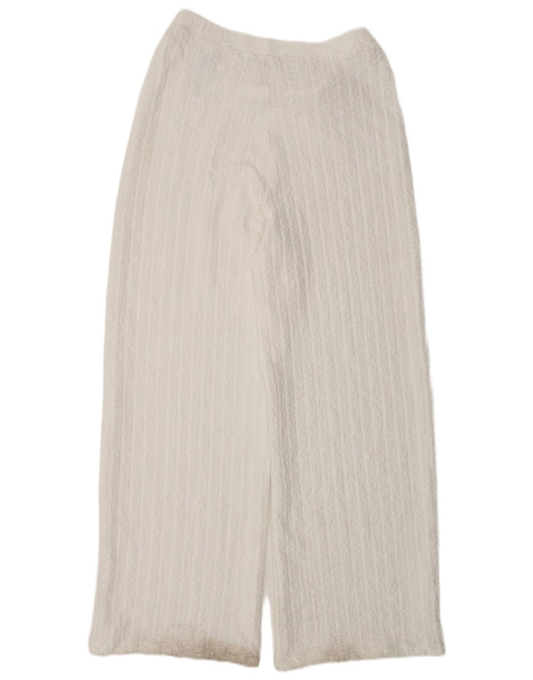 Marks & Spencer Pantaloni casual pentru femei cu picioare largi UK 12 Medium W30 L32 Alb