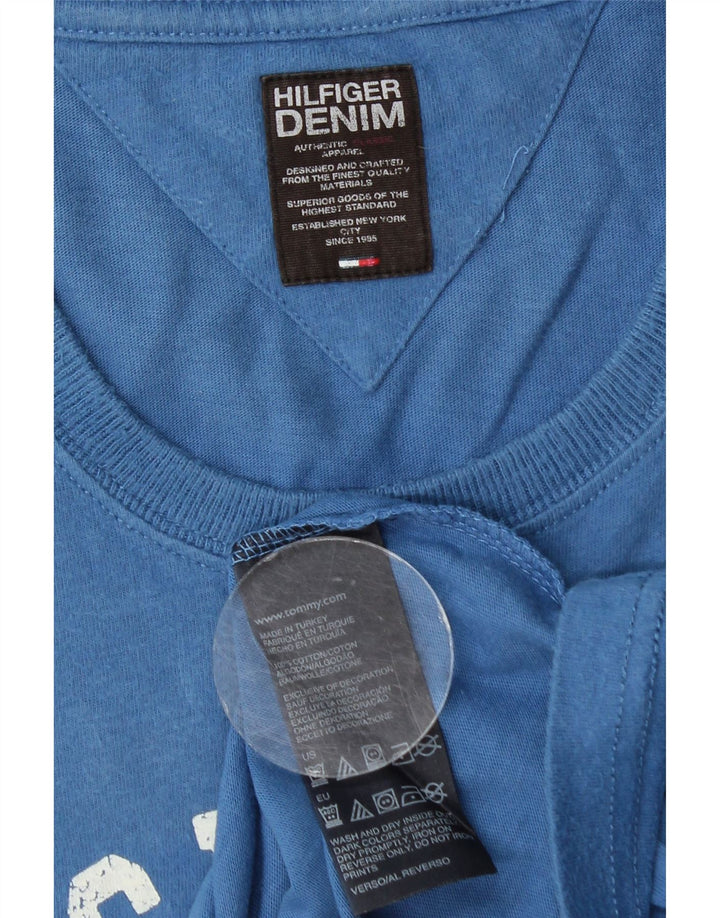 Tricou cu grafic Tommy Hilfiger pentru bărbați Top din bumbac albastru mediu