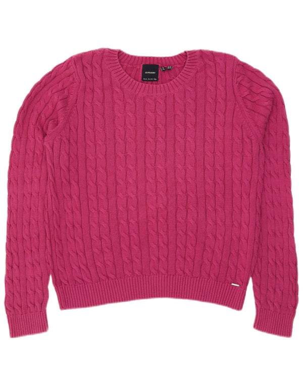 Pulover Superdry pentru damă cu gât de barcă, bumbac mare, roz, UK 16