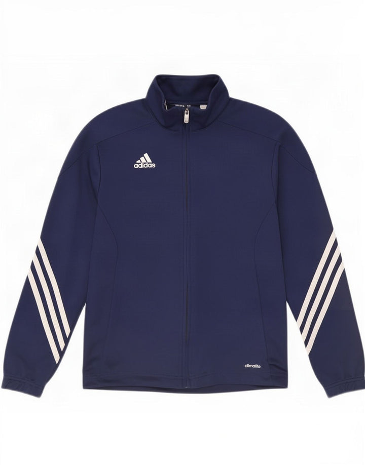 Jachetă de top pentru trening Adidas Climalite pentru băieți 11-12 ani, poliester bleumarin
