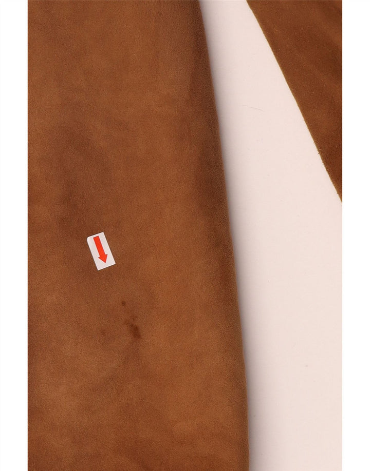 Palton dublu din shearling vintage pentru bărbați UK 36 din piele maro mică