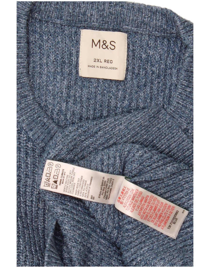 Pulover pentru bărbați Marks & Spencer, cu gât crew, 2XL, poliamidă cu pături albastre