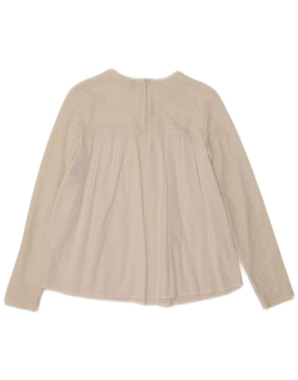 Bluză cu mânecă lungă pentru fete Benetton Top 13-14 ani 3XL Bumbac Floral Alb