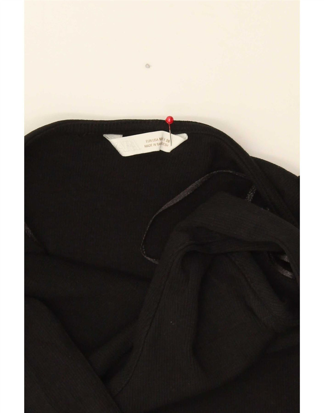 Top Crop Halter pentru femei Zara UK 12 Medium Black Bumbac